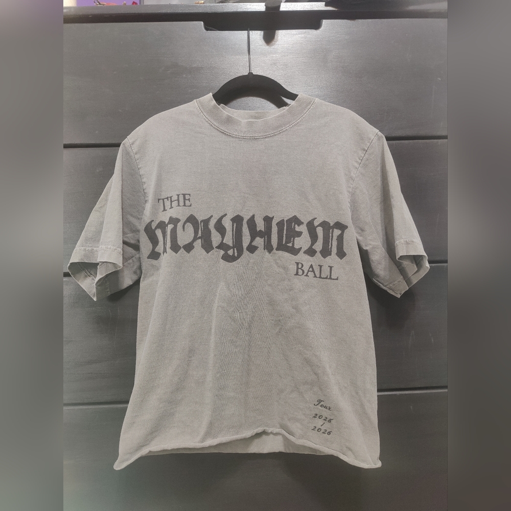 Lady Gaga Mayhem Ball Tour T Shirt Tee Gray Music Band Oversize Raw Concert Edge